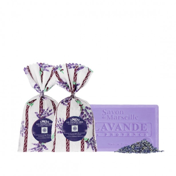 SET OF 2 Sachets 18g Lavender & Lavandin + 1 SOAP 100 g Lavender