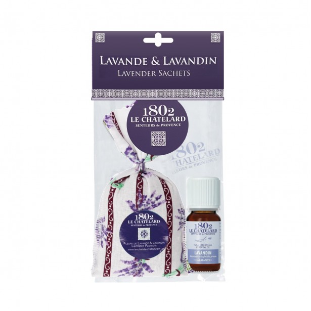SET OF 1 sachet 18g de Lavender & Lavandin + 1 Lavandin essential oil 10 ml 
