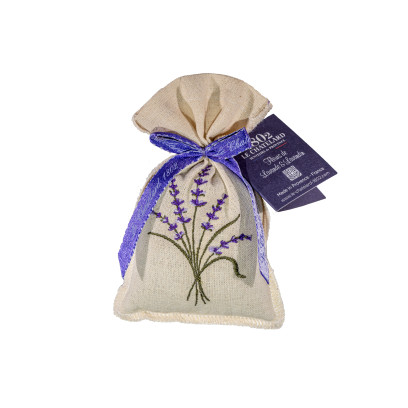 Sachet Lin brodé 25g Fleurs Lavande et Lavandin