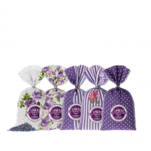 Lot de 5 Sachets Lavande & Lavandin imprimé Violet