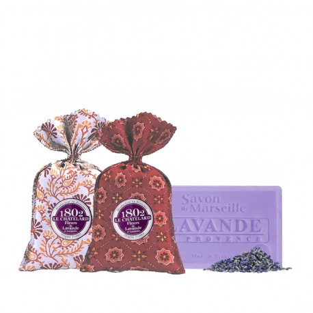 Coffret Cadeau Provençal - Torchon Nid D'abeille, Savon Lavande & Sachet Lavande, Ambiance Sud